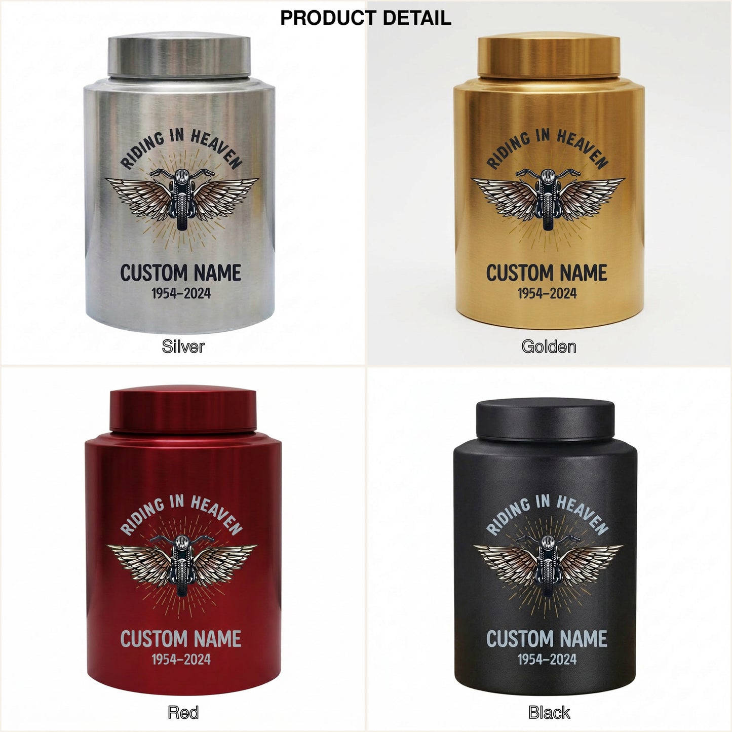 Personalized Motorcycle Cremation Urn Stainless Steel Riding In Heaven Biker Tribute for Dad Husband Two Sizes Black Gold Red Memorial Keepsake Urn, Memorial Gift, In Loving Memory - Image 8