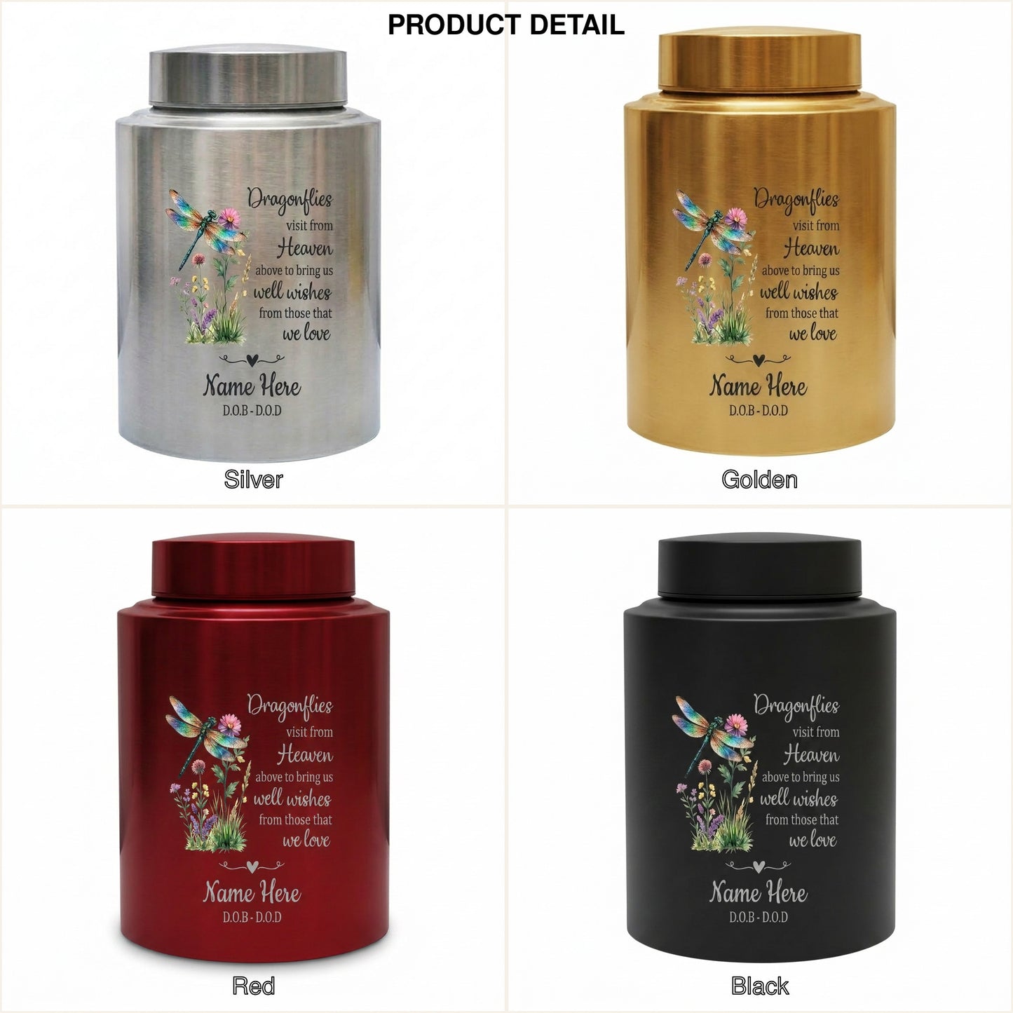 Personalized Dragonfly Stainless Steel Cremation Urns for Human Ashes Custom Sympathy Loss of Loved One Funeral Burial Ash Container Memorial Keepsake Urn, Memorial Gift, In Loving Memory - Image 8