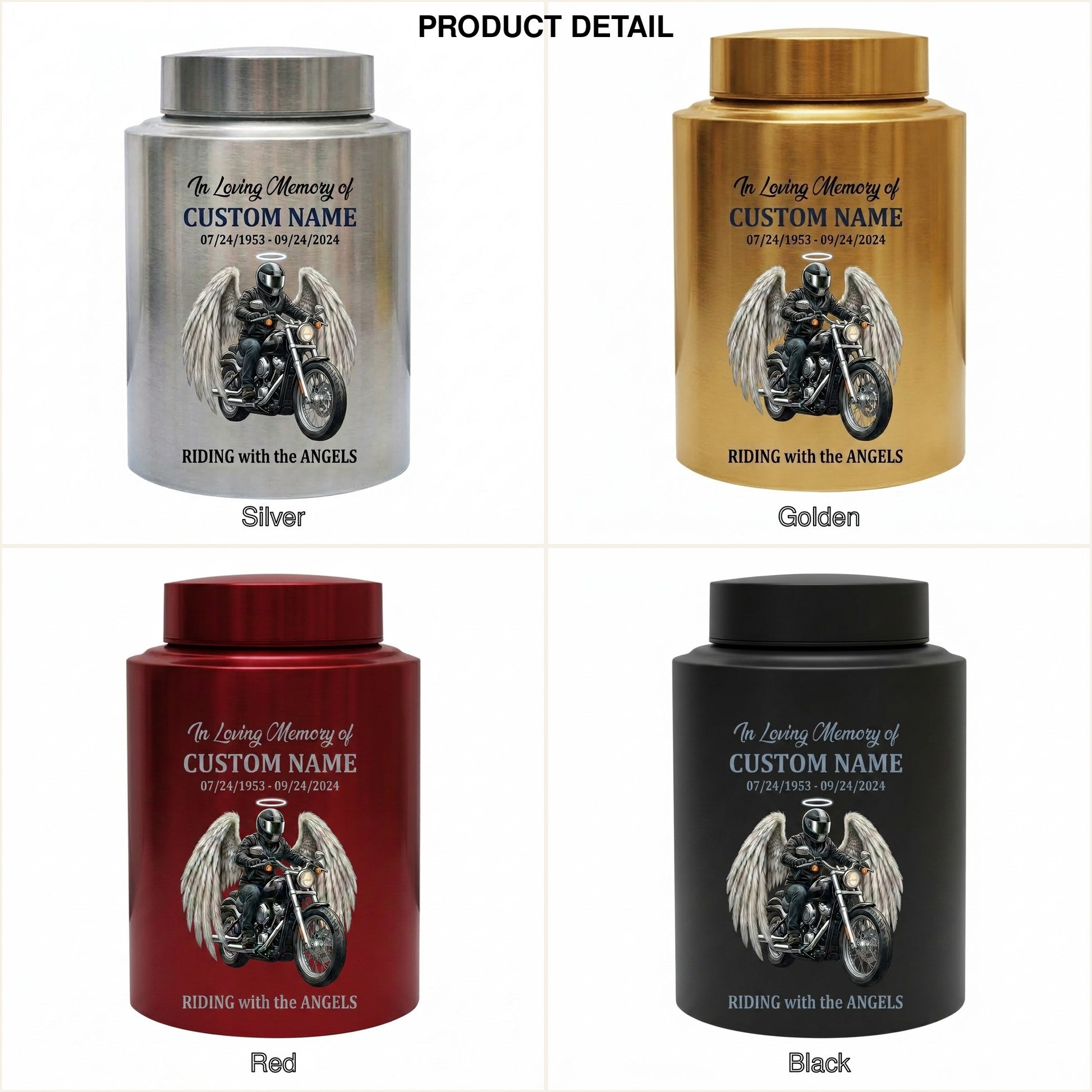 Personalized Motorcycle Biker Stainless Steel Decorative Urn for Human Ashes Adult Male Dad Husband Custom Large UV Printed Memorial Keepsake Urn, Memorial Gift, In Loving Memory - Image 8