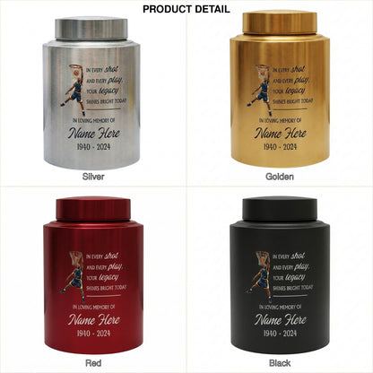 Personalized Basketball Stainless Steel Urn for Sports Fan Athlete Coach, Decorative Funeral Display Large Small Silver Black Gold Red Memorial Keepsake Urn, Memorial Gift, In Loving Memory - Image 8
