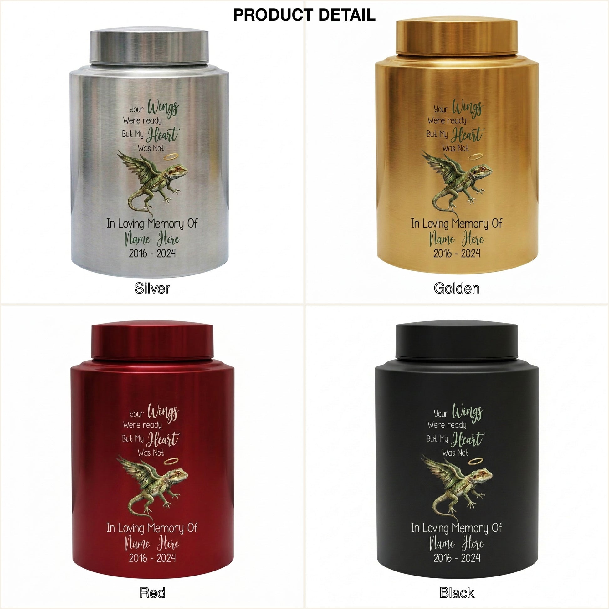 Personalized Iguana Gecko Lizard UV Printed Bereavement Tribute for Reptile Lover, Loss of Loved One Ash Storage Container, Two Sizes, Memorial Keepsake Urn, Memorial Gift, In Loving Memory - Image 8