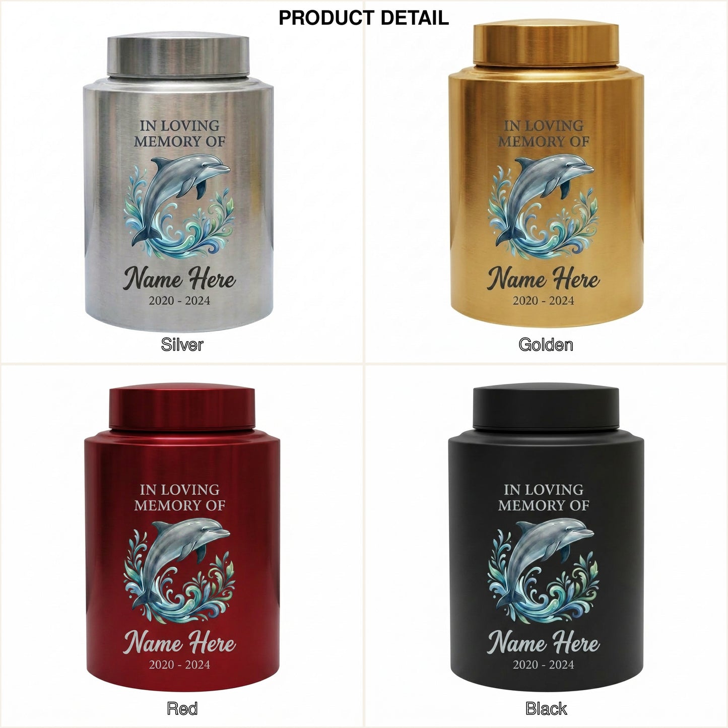 Personalized Dolphin Cremation Urn for Human Ashes Stainless Steel Ocean Lover Tribute Small Large Custom Funeral Keepsake for Mom Dad Adult Memorial Keepsake Urn, Memorial Gift, In Loving Memory - Image 8