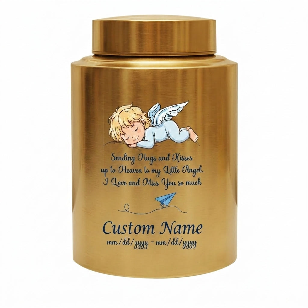Personalized Little Angel Paper Airplane Stainless Steel Urn Infant Loss Child Remembrance Custom Name Dates Silver Black Gold Red Memorial Keepsake Urn, Memorial Gift, In Loving Memory - Image 9
