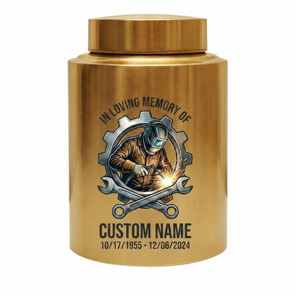 Personalized Welder Gear and Wrenches UV Printed Stainless Steel Urn for Loss of Father Husband Mechanic Bereavement Tribute Two Sizes Memorial Keepsake Urn, Memorial Gift, In Loving Memory - Image 9