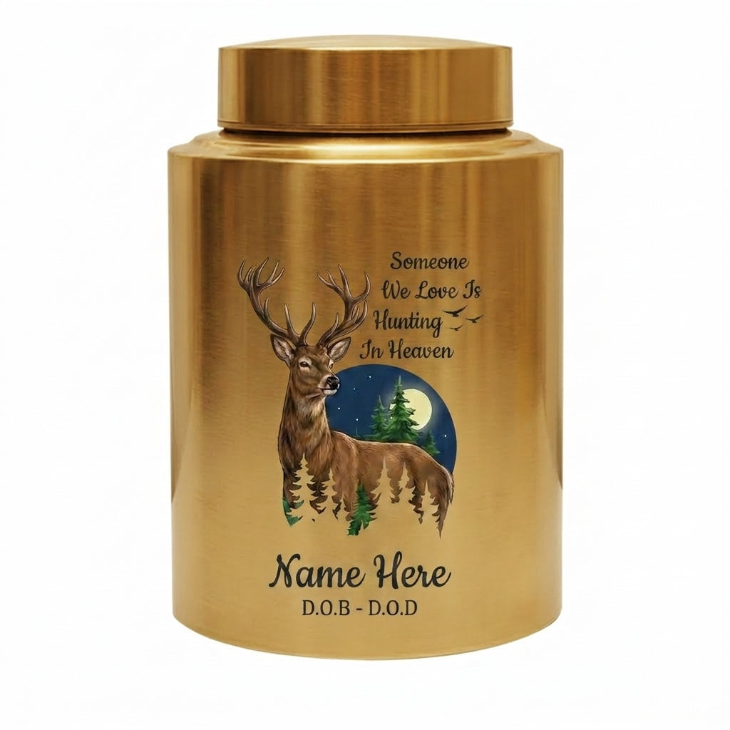 Personalized Deer Hunting Silhouette Stainless Steel Urn for Outdoorsman Dad Grandpa Husband, Hunting In Heaven Custom Adult Ashes Holder, Memorial Keepsake Urn, Memorial Gift, In Loving Memory - Image 9