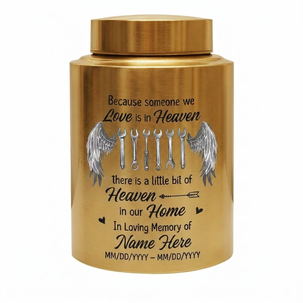 Personalized Mechanic Man Stainless Steel Urn Because Someone We Love Is In Heaven For Dad Father Husband, Small And Large Sizes, Memorial Keepsake Urn, Memorial Gift, In Loving Memory - Image 9