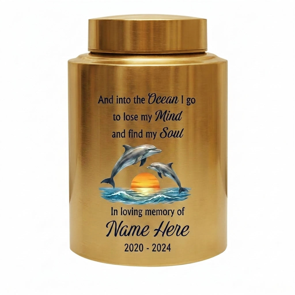 Personalized Dolphin Ocean Stainless Steel Cremation Urn for Adult Male Female Mom Dad, Large UV Print Decorative Funeral Ashes Container, Memorial Keepsake Urn, Memorial Gift, In Loving Memory - Image 9