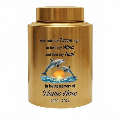 Personalized Dolphin Ocean Stainless Steel Cremation Urn for Adult Male Female Mom Dad, Large UV Print Decorative Funeral Ashes Container, Memorial Keepsake Urn, Memorial Gift, In Loving Memory - Image 9