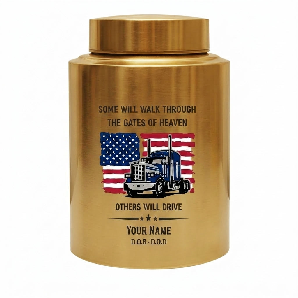 Personalized Semi Truck Angel Wings Stainless Steel Cremation Urn for Truck Driver Dad Male, 2 Sizes, Funeral Bereavement Tribute, Memorial Keepsake Urn, Memorial Gift, In Loving Memory - Image 9