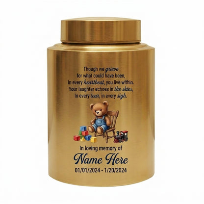 Personalized Teddy Bear Baby Infant Loss UV Printed Stainless Steel Miscarriage Remembrance Grieving Parent Sympathy Gift Cremation Ash Holder Memorial Keepsake Urn, Memorial Gift, In Loving Memory - Image 9