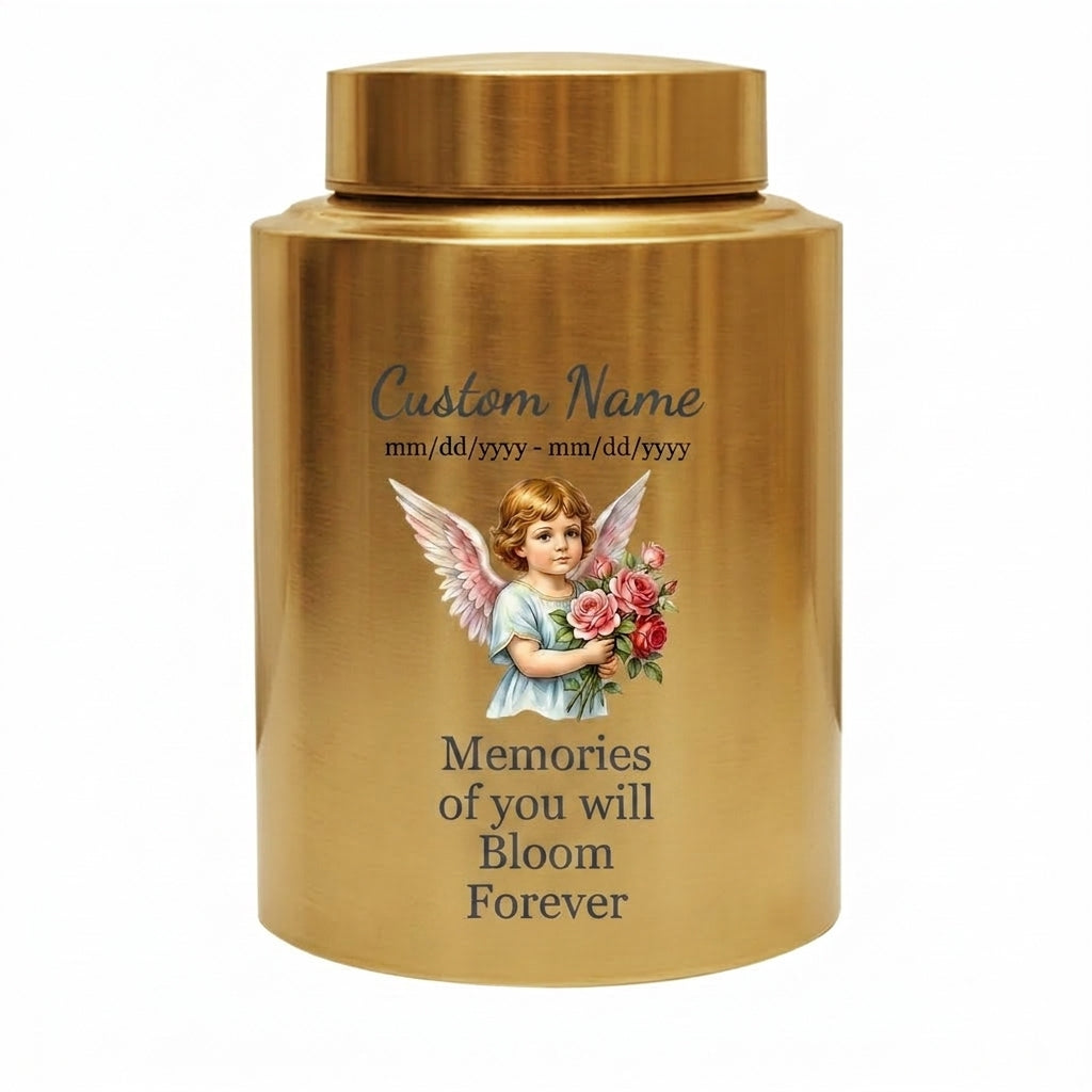 Personalized Baby Flower Bloom UV Printed Stainless Steel Cremation Urn for Infant Child Boy Girl, Custom Name Dates Large Ash Holder, Memorial Keepsake Urn, Memorial Gift, In Loving Memory - Image 9
