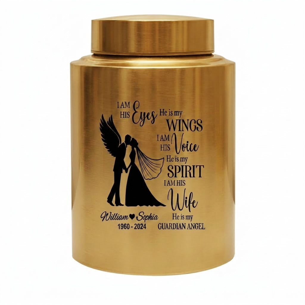 Personalized Couple in Heaven Stainless Steel Cremation Urn Loss of Husband Guardian Angel Keepsake for Widow Large or Small Ash Holder Memorial Keepsake Urn, Memorial Gift, In Loving Memory - Image 9