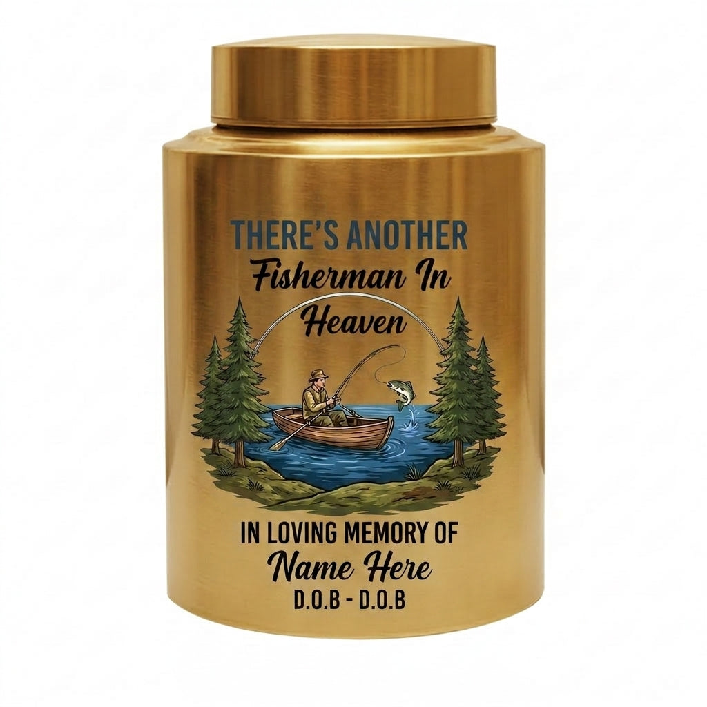 Personalized Bass Fishing Fisherman In Heaven Stainless Steel Custom Printed Urn For Dad Grandpa Husband Loss Bereavement Display 5.9in 7.5in Memorial Keepsake Urn, Memorial Gift, In Loving Memory - Image 9
