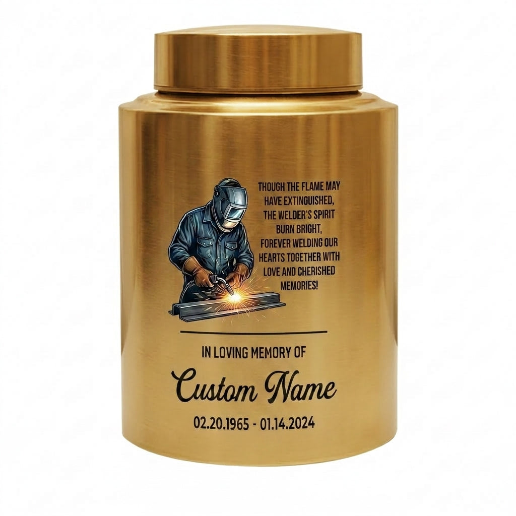 Personalized Welder Theme Stainless Steel UV Print Cremation Ashes Holder for Loss of Husband Father Colleague Sympathy Bereavement Memorial Keepsake Urn, Memorial Gift, In Loving Memory - Image 9