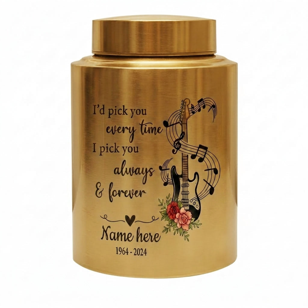 Personalized Guitar Stainless Steel Cremation Urn for Husband Wife Partner Music Lover Musician Loved One Large or Small Memorial Keepsake Urn, Memorial Gift, In Loving Memory - Image 9