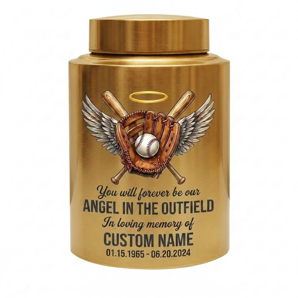 Personalized Baseball Angel Wings Large Stainless Steel Cremation Urn for Human Ashes, Sports Fan Funeral Tribute Display Vessel, Memorial Keepsake Urn, Memorial Gift, In Loving Memory - Image 9