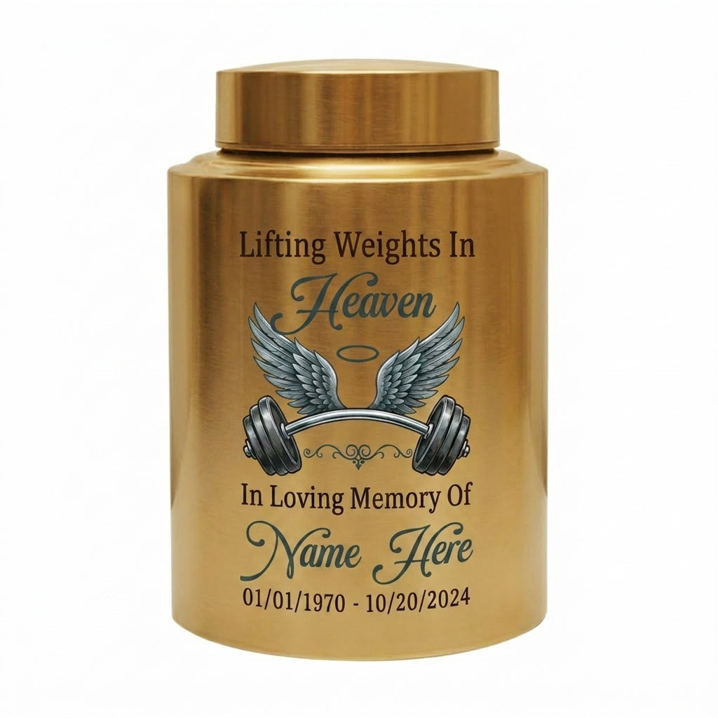 Personalized Gym Lover Barbell Stainless Steel Cremation Urn for Human Ashes Weightlifting Tribute Custom Name Date Condolence Present Memorial Keepsake Urn, Memorial Gift, In Loving Memory - Image 9
