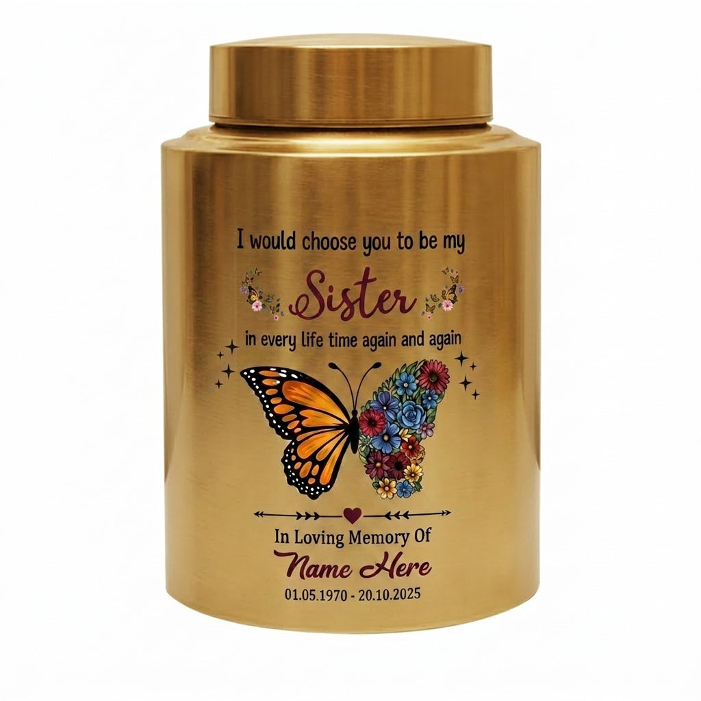 Personalized Sister Butterfly Floral UV Print Cremation Urn for Human Ashes, Loss of Sister or Bestie Bereavement Ash Holder Large, Memorial Keepsake Urn, Memorial Gift, In Loving Memory - Image 9
