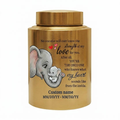 Personalized Baby Elephant Stainless Steel Cremation Urn for Infant Child Boy Girl, Mother to Child Pregnancy Loss Miscarriage Remembrance Memorial Keepsake Urn, Memorial Gift, In Loving Memory - Image 9