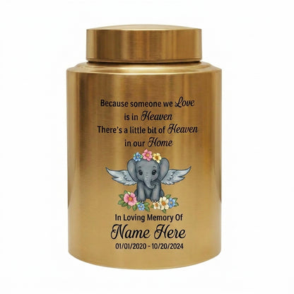 Personalized Baby Elephant Stainless Steel Cremation Urn for Infant Boy Girl Ashes Custom Because Someone We Love is in Heaven UV Print Decor Memorial Keepsake Urn, Memorial Gift, In Loving Memory - Image 9
