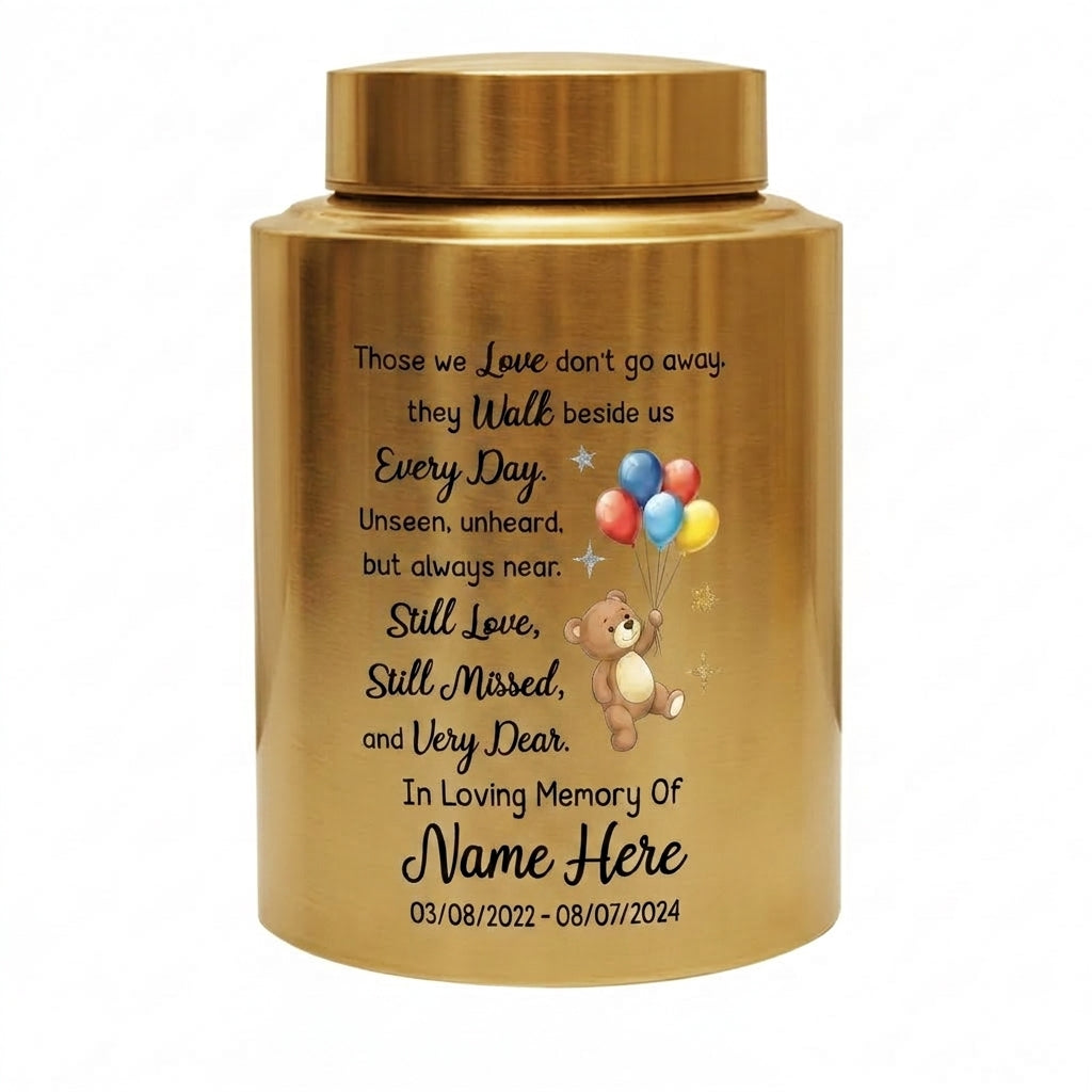 Personalized Angel Wings Heaven Bear Baby Loss Infant Stainless Steel Large Display Cremation Ashes Container For Child Boy Girl Bereavement Memorial Keepsake Urn, Memorial Gift, In Loving Memory - Image 9