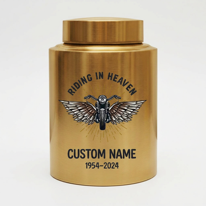 Personalized Motorcycle Cremation Urn Stainless Steel Riding In Heaven Biker Tribute for Dad Husband Two Sizes Black Gold Red Memorial Keepsake Urn, Memorial Gift, In Loving Memory - Image 9