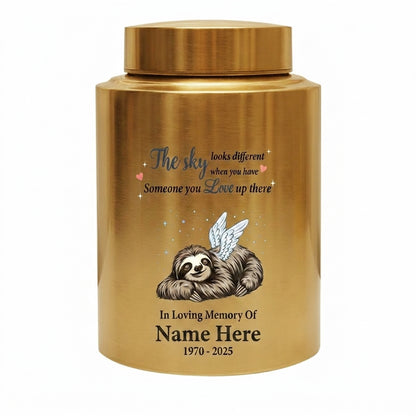 Personalized Sloth Cremation Urn UV Printed Stainless Steel Ash Holder The Sky Looks Different Quote For Animal Lovers Adult Pet Ashes Memorial Keepsake Urn, Memorial Gift, In Loving Memory - Image 9