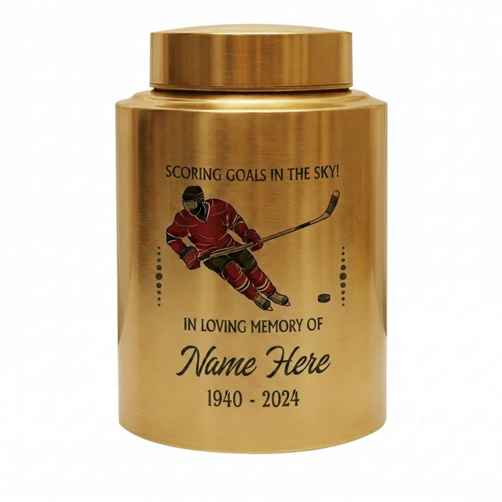 Personalized Ice Hockey UV Printed Stainless Steel Sports Fan Player Loss Funeral Ashes Display For Home Mantel Large And Small Memorial Keepsake Urn, Memorial Gift, In Loving Memory - Image 9