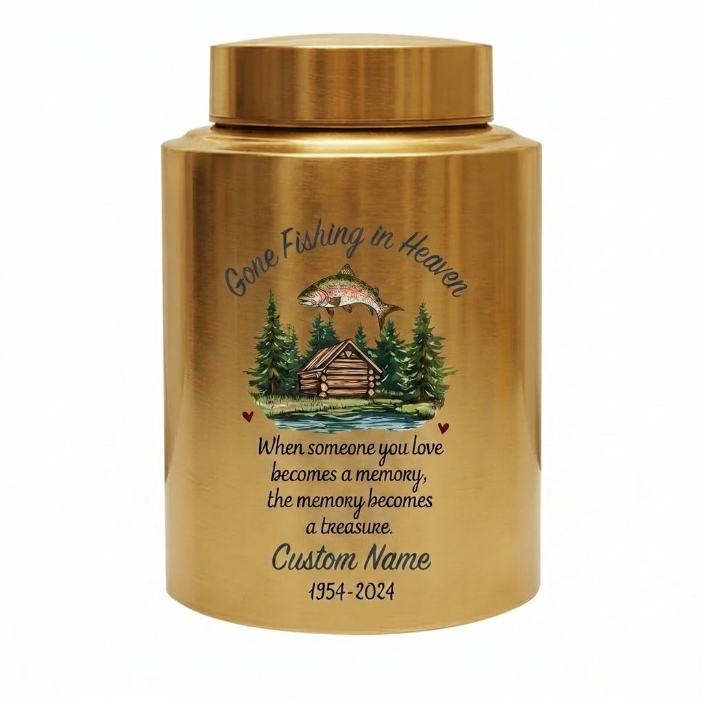 Personalized Bass Fishing Stainless Steel Urn for Human Ashes Fisherman Tribute Loss of Father Husband Grandpa Small and Large Sizes Memorial Keepsake Urn, Memorial Gift, In Loving Memory - Image 9
