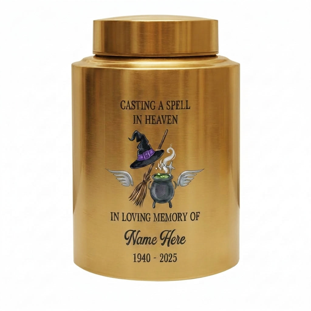 Personalized Witchcraft Lover Memorial UV Printed Stainless Steel Urn for Adult Human Ashes Casting A Spell Wiccan Pagan Bereavement Memorial Keepsake Urn, Memorial Gift, In Loving Memory - Image 9