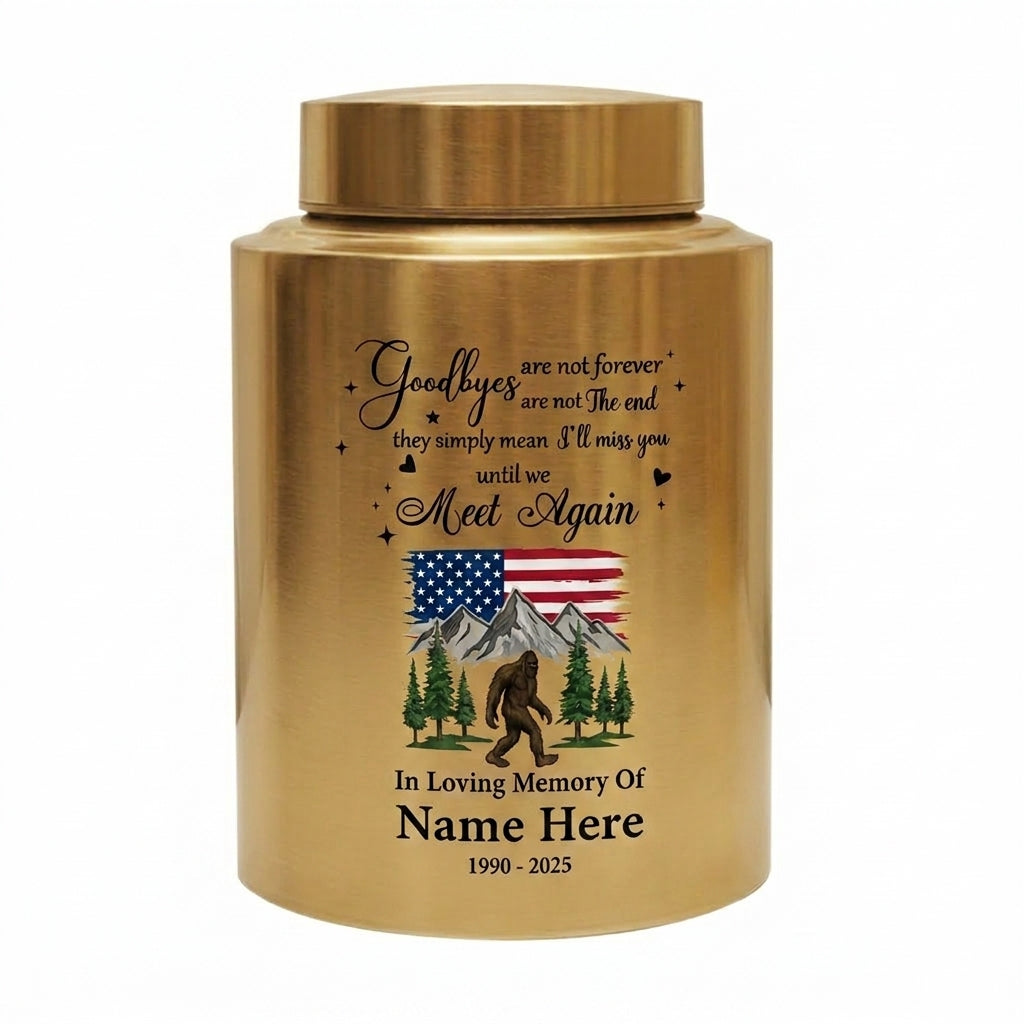 Personalized Bigfoot Sasquatch Stainless Steel Urn for Adult Human Ashes, Goodbyes Are Not Forever Quote Sympathy Bereavement Small Large Memorial Keepsake Urn, Memorial Gift, In Loving Memory - Image 9