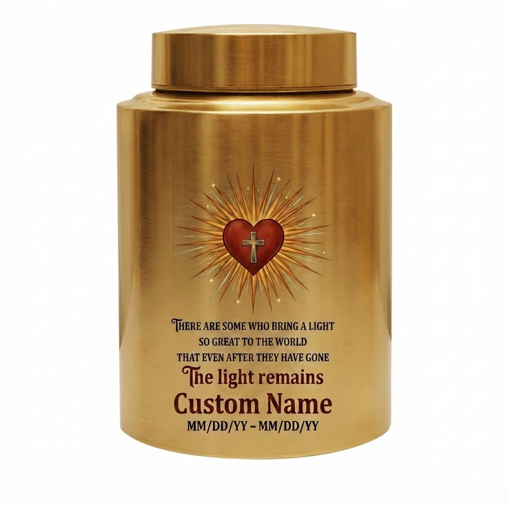 Personalized Christian Heart and Jesus Cross Stainless Steel UV Printed Funeral Urn For Adult Human Ashes Silver Black Gold Red Memorial Keepsake Urn, Memorial Gift, In Loving Memory - Image 9