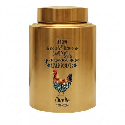 Personalized Chicken Memorial Stainless Steel Urn for Pet Ashes, Rooster Hen Loss Sympathy Gift, Custom Name Date Bird Tribute, Two Sizes, Memorial Keepsake Urn, Memorial Gift, In Loving Memory - Image 9