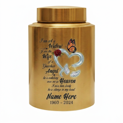 Personalized Guardian Angel Wings Heart Butterfly Rose Stainless Steel Loss of Husband Sympathy Widow Remembrance Decor 5.9x3.9in Memorial Keepsake Urn, Memorial Gift, In Loving Memory - Image 9