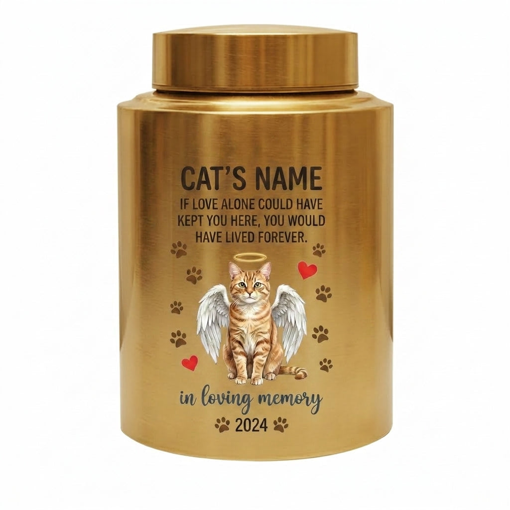 Personalized Angel Cat Silhouette Stainless Steel Pet Loss Bereavement Gift for Cat Mom Dad Custom Feline Remembrance Decor 5.9x3.9 or 7.5x5.1 in Memorial Keepsake Urn, Memorial Gift, In Loving Memory - Image 9