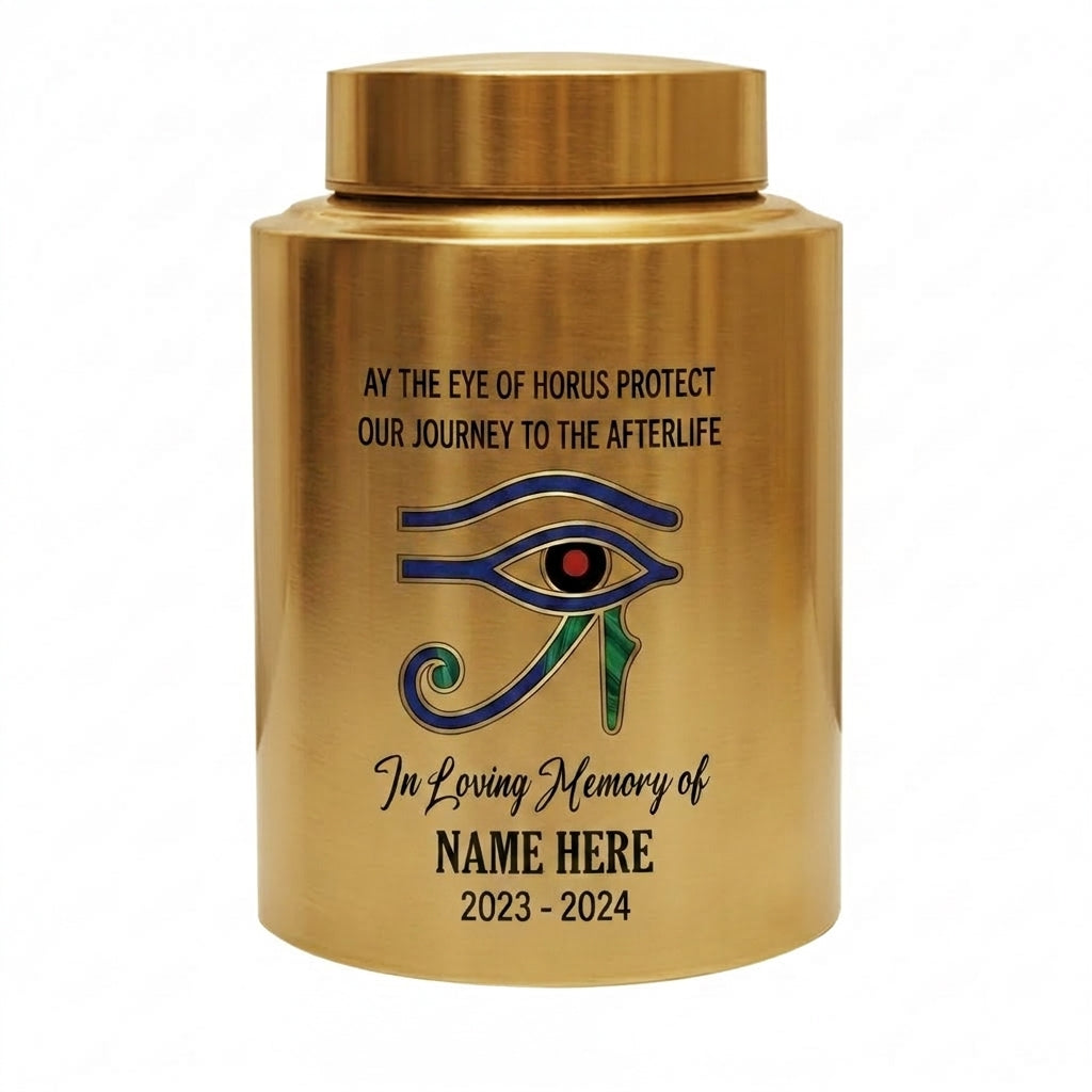 Personalized Eye of Horus Egyptian Hamsa Evil Eye Stainless Steel Cremation Container for Human Ashes Bereavement Tribute Jar Memorial Keepsake Urn, Memorial Gift, In Loving Memory - Image 9