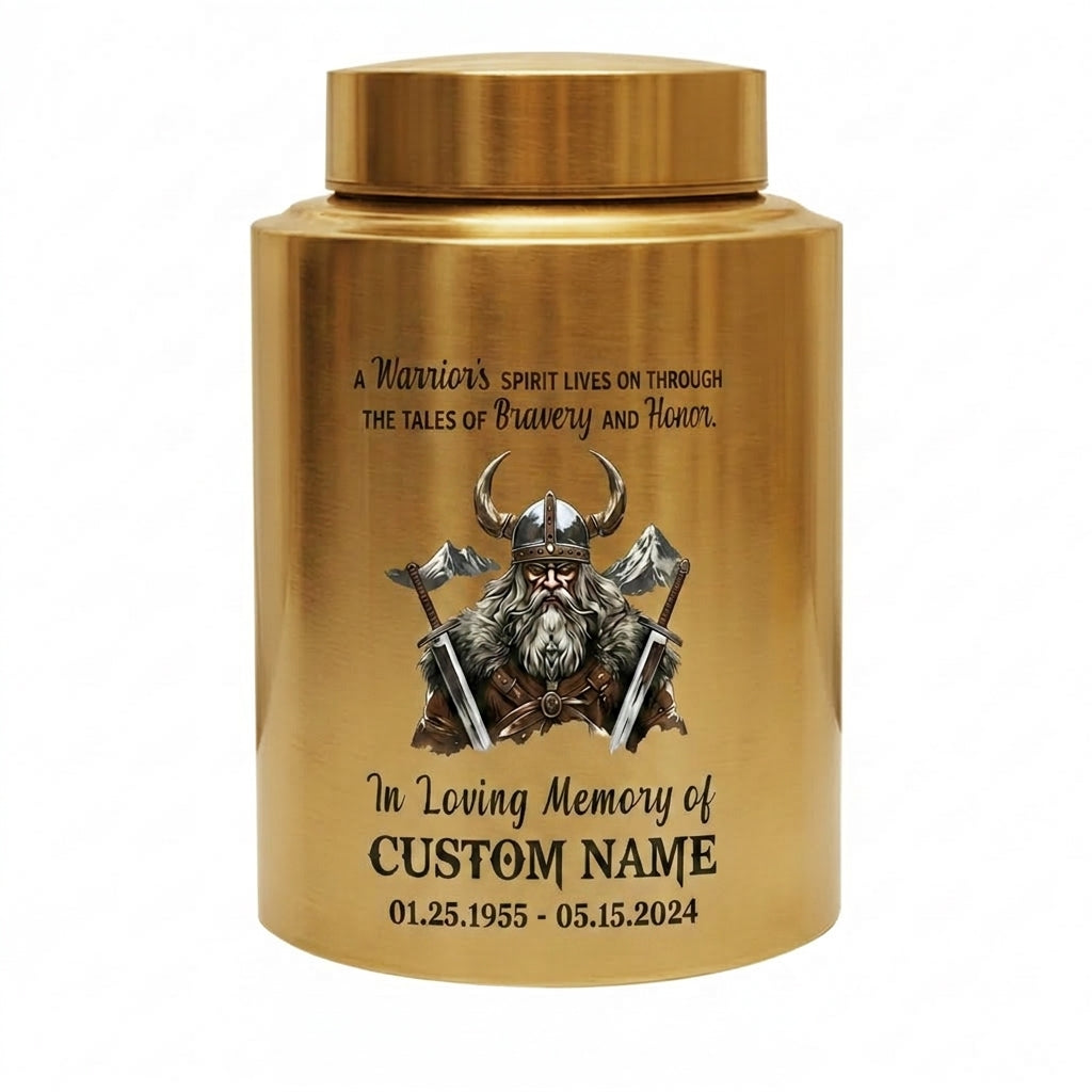 Personalized Valhalla Viking Nordic Runes Stainless Steel Cremation Ash Container For Veteran Warrior Father Son Funeral Small Large Memorial Keepsake Urn, Memorial Gift, In Loving Memory - Image 9