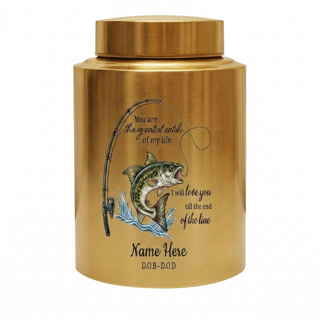Personalized Bass Fishing Stainless Steel Large Urns For Human Ashes, Husband Fisherman Angler Tribute, Greatest Catch Of My Life, Memorial Keepsake Urn, Memorial Gift, In Loving Memory - Image 9
