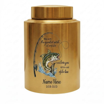 Personalized Bass Fishing Stainless Steel Large Urns For Human Ashes, Husband Fisherman Angler Tribute, Greatest Catch Of My Life, Memorial Keepsake Urn, Memorial Gift, In Loving Memory - Image 9