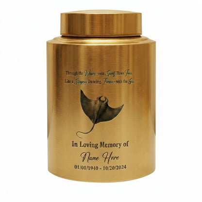 Personalized Stingray Beach Ocean Waves UV Printed Stainless Steel Urn for Loss of Loved One Marine Life Lover Large Ash Container Two Sizes Memorial Keepsake Urn, Memorial Gift, In Loving Memory - Image 9