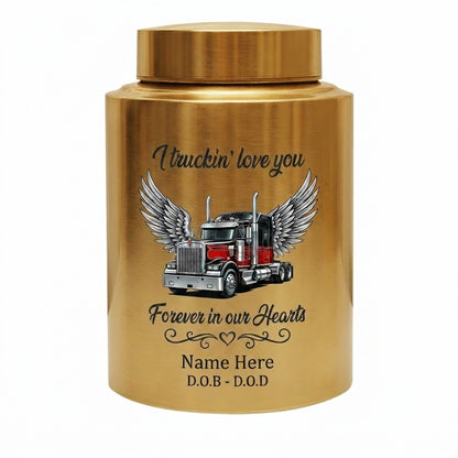 Personalized Semi Truck Angel Wings Stainless Steel Cremation Urn for Human Ashes, Truck Driver Dad Husband Grandpa Funeral Sympathy Gift, Memorial Keepsake Urn, Memorial Gift, In Loving Memory - Image 9