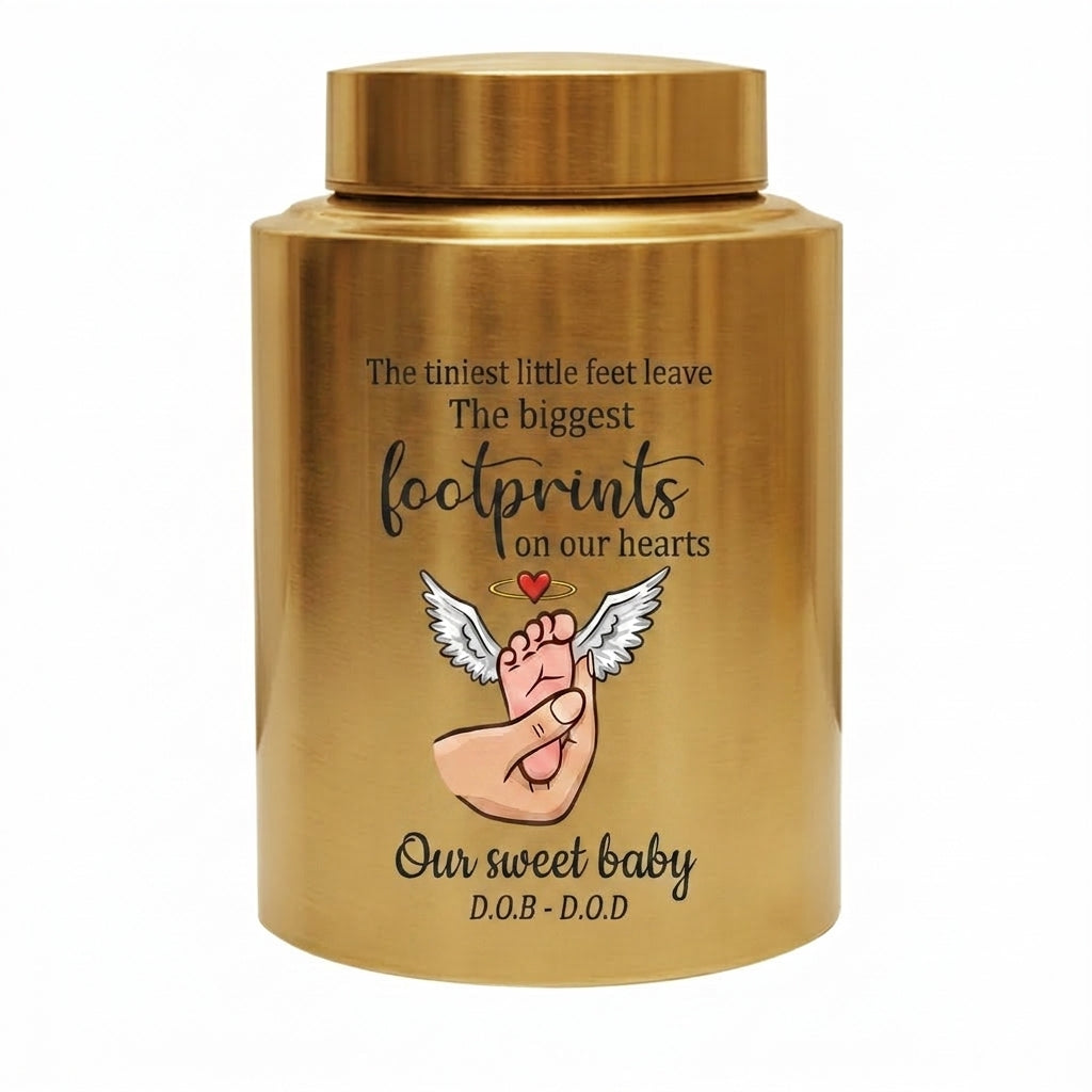 Personalized Baby Footprints Infant Loss Stainless Steel Urn, Child Bereavement Keepsake Custom Dates, Two Sizes 5.9x3.9 7.5x5.1, Memorial Keepsake Urn, Memorial Gift, In Loving Memory - Image 9