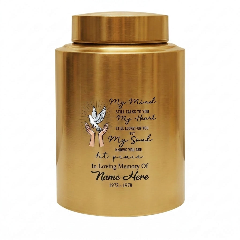 Personalized Peace Dove Hands Releasing Birds UV Print Stainless Steel Cremation Urn for Human Ashes Sympathy Grief Loss Small Large Memorial Keepsake Urn, Memorial Gift, In Loving Memory - Image 9