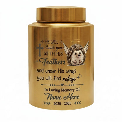 Personalized Angel Hedgehog Pet Loss UV Printed Stainless Steel Cremation Urn Christian Bible Verse Psalm 91 Sympathy Present Decor Memorial Keepsake Urn, Memorial Gift, In Loving Memory - Image 9