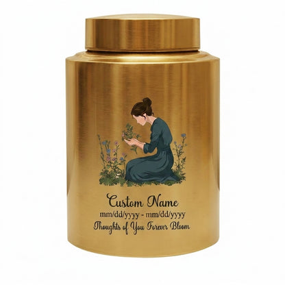 Personalized Gardening Theme Stainless Steel Cremation Urn for Mom Grandma, Custom Name Date Thoughts of You Forever Bloom Floral Ashes Holder, Memorial Keepsake Urn, Memorial Gift, In Loving Memory - Image 9