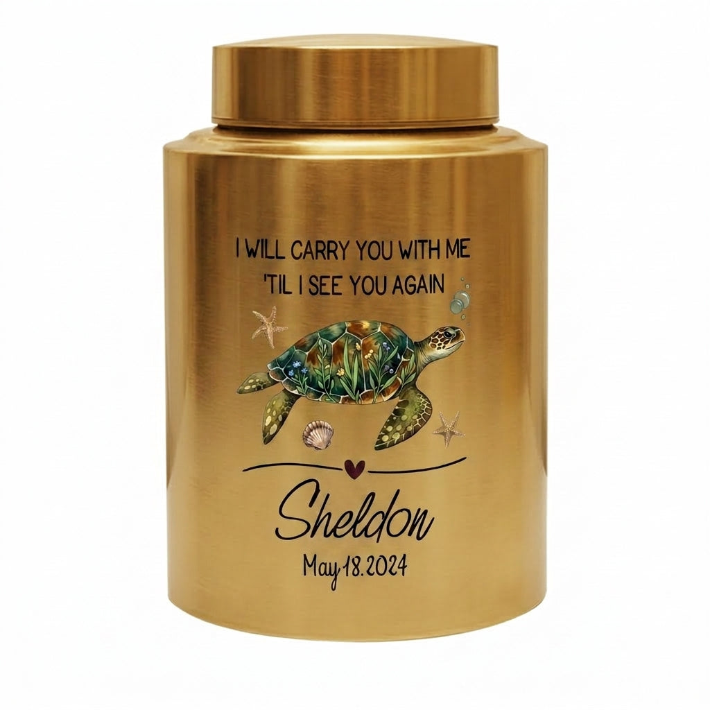 Personalized Turtle UV Printed Stainless Steel Cremation Urns For Ashes, Custom Pet Loss Remembrance Or Turtle Lover Bereavement Condolence, Memorial Keepsake Urn, Memorial Gift, In Loving Memory - Image 9