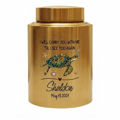 Personalized Turtle UV Printed Stainless Steel Cremation Urns For Ashes, Custom Pet Loss Remembrance Or Turtle Lover Bereavement Condolence, Memorial Keepsake Urn, Memorial Gift, In Loving Memory - Image 9