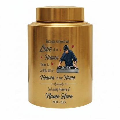 Personalized DJ Because Someone We Love Is In Heaven Stainless Steel Urn Sympathy Loss of Loved One Adult Ashes Bereavement 4 Color Large Memorial Keepsake Urn, Memorial Gift, In Loving Memory - Image 9