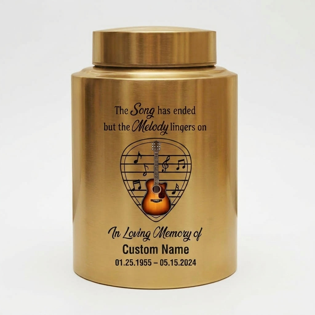 Personalized Adult Musician Theme UV Printed Metal Cremation Urn for Ashes, Music Lover Bereavement Ash Holder for Loss of Family Member, Memorial Keepsake Urn, Memorial Gift, In Loving Memory - Image 9