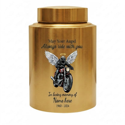 Personalized Motorcycle Riding in Heaven Stainless Steel Urn for Adult Male Dad Husband Biker Ashes, May Your Angel Always Ride With You, Memorial Keepsake Urn, Memorial Gift, In Loving Memory - Image 9